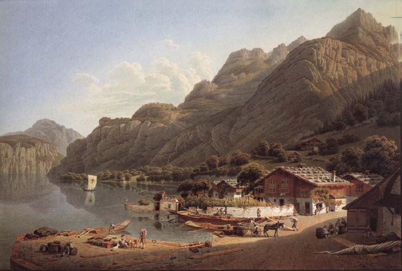 Gabriel Lory fils Vue of Fluhlen, in Suisse Spain oil painting art